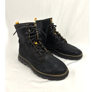 Skechers Black Suede Leather Lace Up Boots 7.5 Women's Ankle On‎ the Go